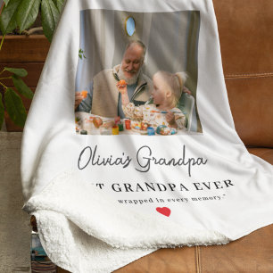 Personalised Grandpa Photo Gift Sherpa Blanket