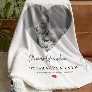 Personalised Grandpa Photo Gift Sherpa Blanket