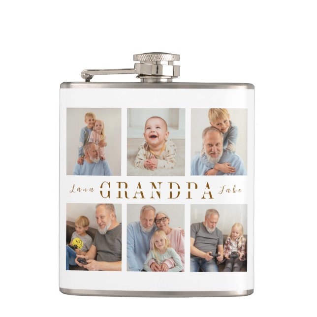 Personalised Grandpa Vinyl Wrapped Flask  (Front)