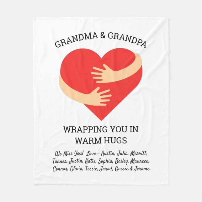 Personalised Grandparent Gift from GrandKids Hugs Fleece Blanket (Front)