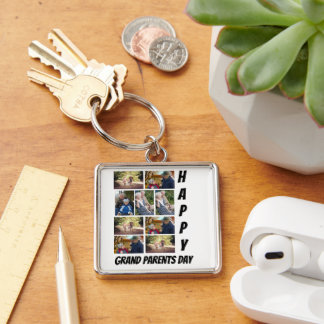 Personalised Grandparents Day 9 Photo Collage Key Ring