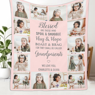 Personalised Grandparents Photo Collage Fleece Blanket