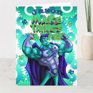 Personalised GRANDSON Card   Name AGE   SUPERHERO