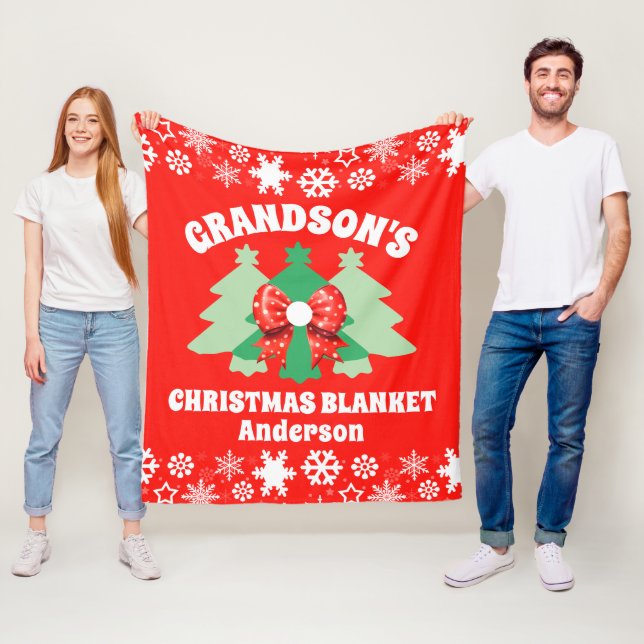 Personalised Grandson's Christmas Gift Fleece Blanket (In Situ)