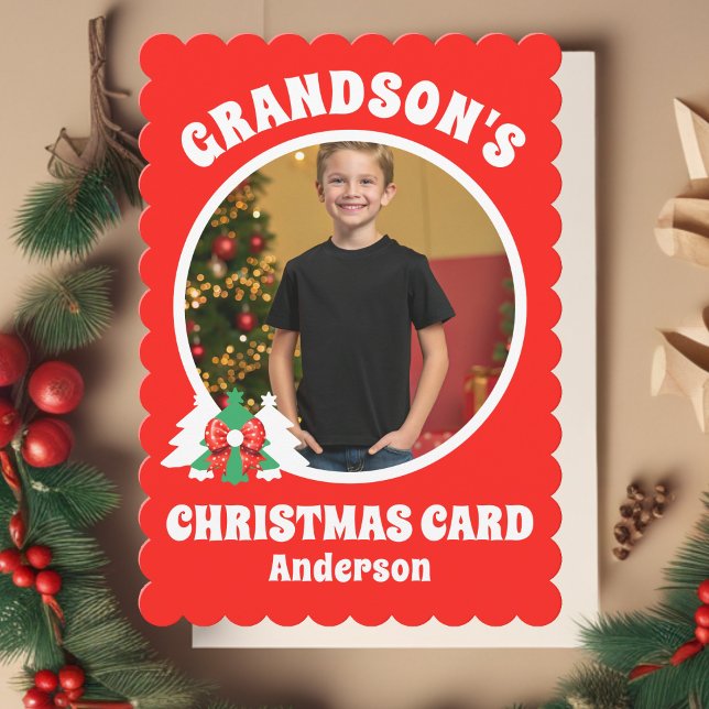 Personalised Grandson's Photo Christmas Holiday Card (Creator Uploaded)