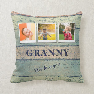 Personalised Granny Grandchildren 3 Photo Collage Cushion