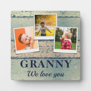 Personalised Granny Kids Children 3 Photo Collage Plaque