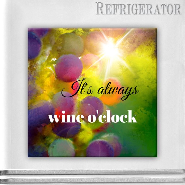 Personalised Grapes Wine Lover Fine Art Magnet (A colorful and happy fridge magnet, featuring a painting of grapes in the sun)