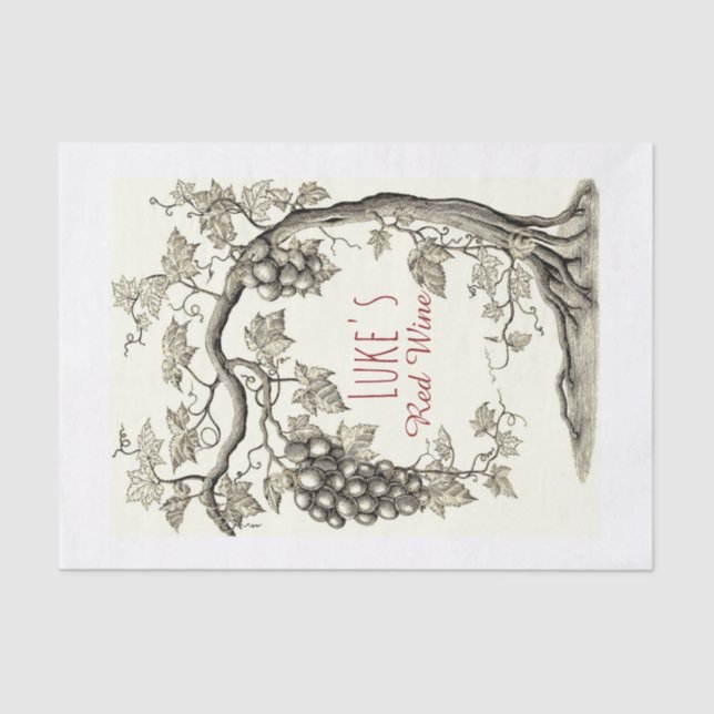 Personalised Grapevine Red Wine Tree Tissue Paper (Front)