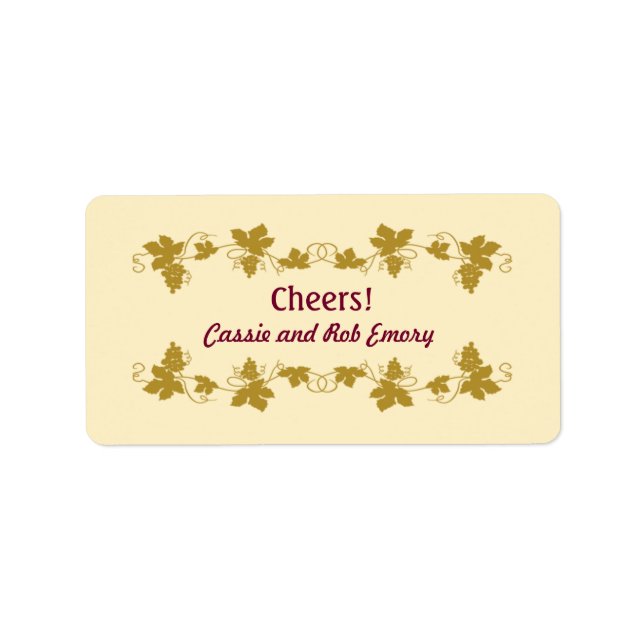 Personalised Grapevine Wine Labels (Front)