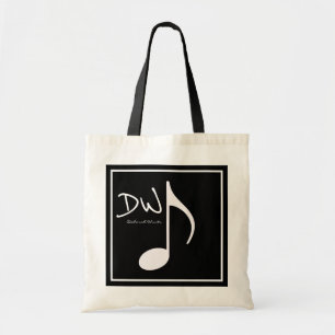 Personalised graphic music note on black tote bag