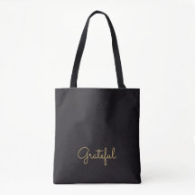 Personalised Grateful Black Gold Script Gratitude