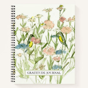 Personalised Gratitude Journal Bird Finches Flower