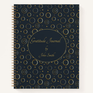 Personalised Gratitude Journal, Blue Gold Notebook