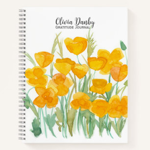 Personalised Gratitude Journal California Poppies