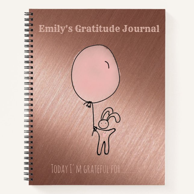 Personalised Gratitude Journal Girls Rose Gold (Front)