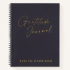 Personalised Gratitude Journal in Indigo Blue Gold