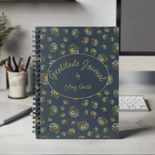 Personalised Gratitude Journal With Gold Flowers