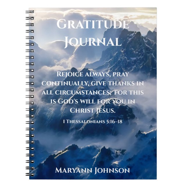 Personalised Gratitude Journal with Mountains (Front)