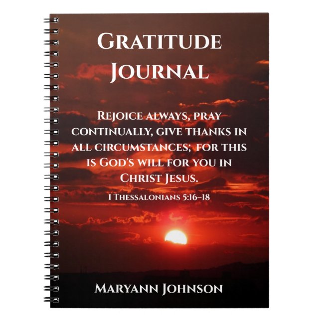 Personalised Gratitude Journal with Sunset (Front)