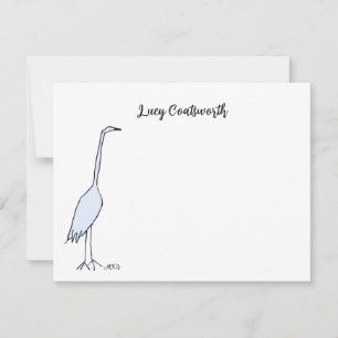 Personalised Great Blue Heron Boho Bird Artwork Card