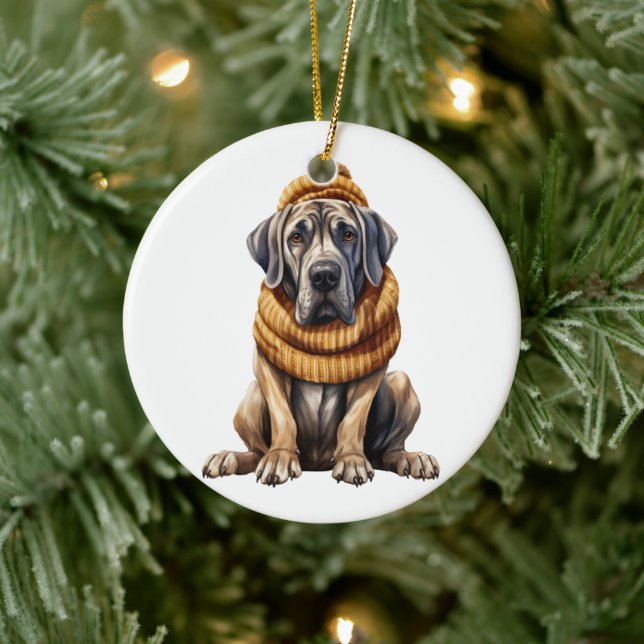 Personalised Great Dane Dog Art Ceramic Tree Decoration (Tree)