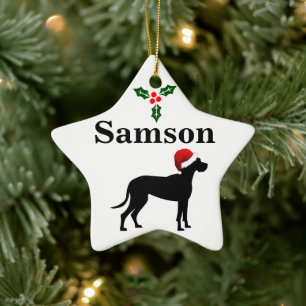Personalised Great Dane Dog Christmas Ceramic Tree Decoration