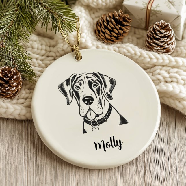 Personalised Great Dane Dog Christmas Ceramic Tree Decoration (Creator Uploaded)