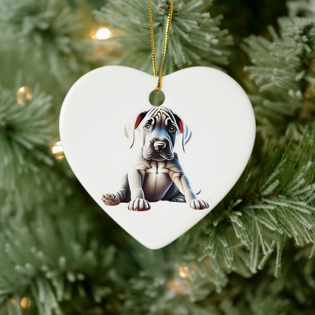 Personalised Great Dane Puppy Ceramic Tree Decoration (Tree)