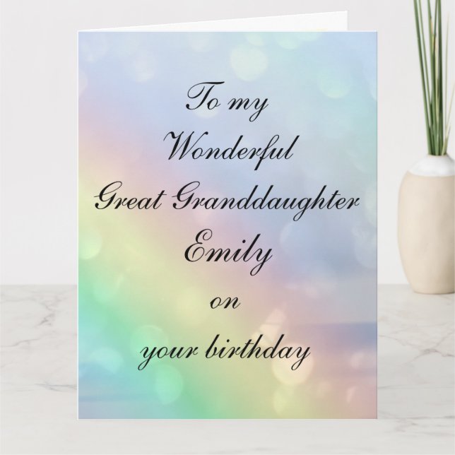 Personalised Great Granddaughter Birthday Card (Front)