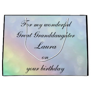Personalised Great Granddaughter Birthday Large Gift Bag