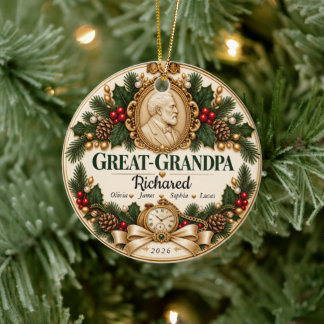Personalised Great-Grandpa Christmas Keepsake Ceramic Tree Decoration