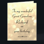 Personalised Great Grandson Birthday Card<br><div class="desc">Stylish personalised Birthday Greeting Card for Great Grandson.</div>