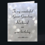 Personalised Great Grandson Birthday Card<br><div class="desc">Modern and stylish personalised Great Grandson Birthday Greeting Card.</div>