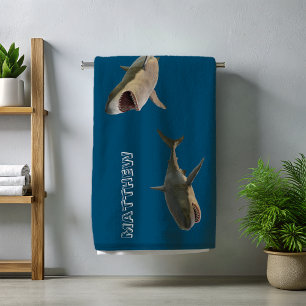 Personalised Great White Shark Beach Towel