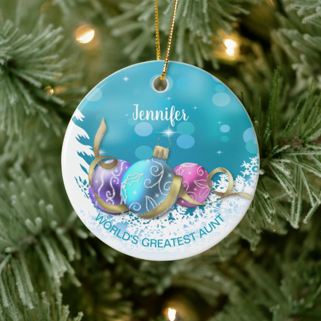 Personalised Greatest Aunt  Christmas  Ceramic Tree Decoration (Tree)