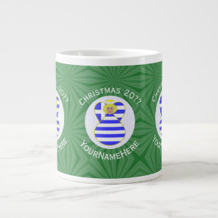 Personalised Greek Blonde Angel Christmas Flag Large Coffee Mug