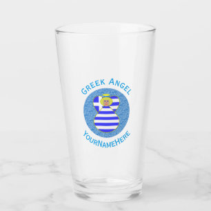 Personalised Greek Blonde Angel Flag Glass