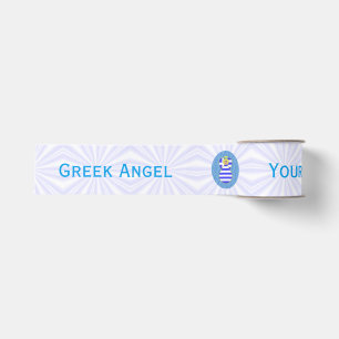 Personalised Greek Blonde Angel Flag Grosgrain Ribbon