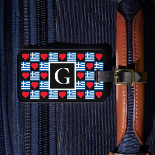 Personalised Greek Flag Custom Letter Greece Luggage Tag