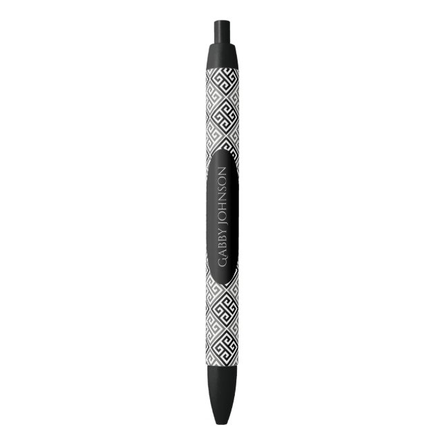 Personalised: Greek Key Motif Ink Pen (Front Vertical)