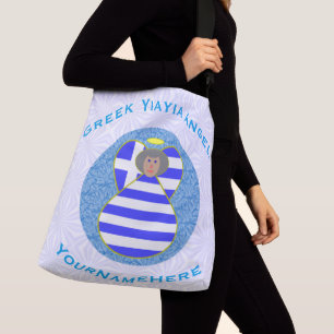 Personalised Greek Yiayia Angel Flag Crossbody Bag