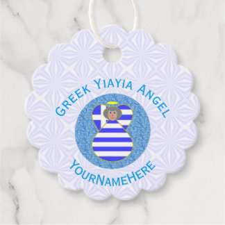 Personalised Greek Yiayia Angel Flag Favour Tags