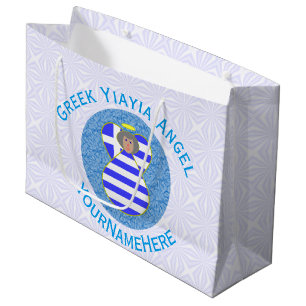 Personalised Greek Yiayia Angel Flag Large Gift Bag