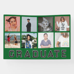 Personalised Green 8 Photo Collage Graduation Banner