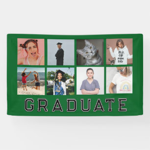 Personalised Green 8 Photo Collage Graduation Banner