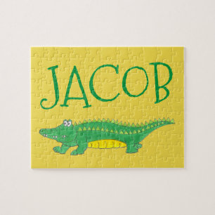 Personalised Green Alligator Crocodile Child's Jigsaw Puzzle