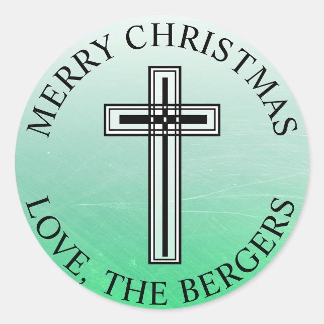 Personalised Green and Black Cross Stickers (Front)