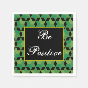 personalised green and black geometric patterned napkin