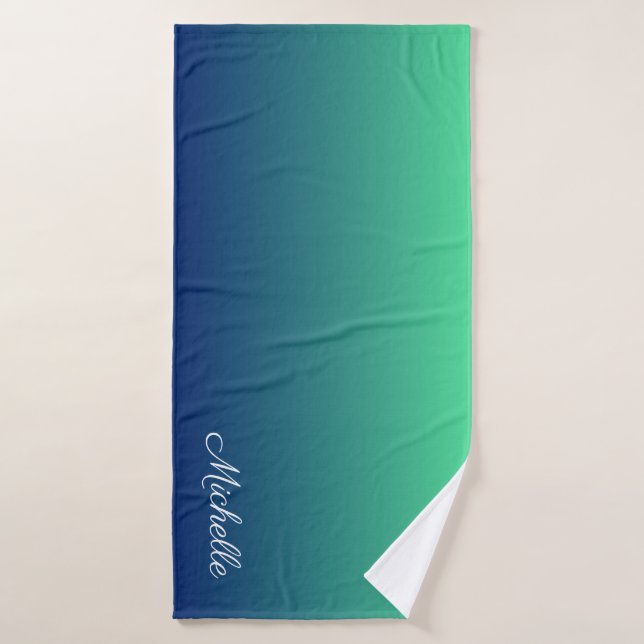 Personalised green and blue ombre bath towel (Bath Towel)
